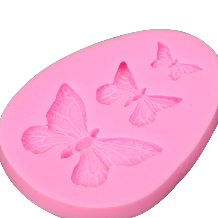 Khuôn Silicone Làm Bánh Hình Bướm 3D 3 Ngăn Tiện Dụng