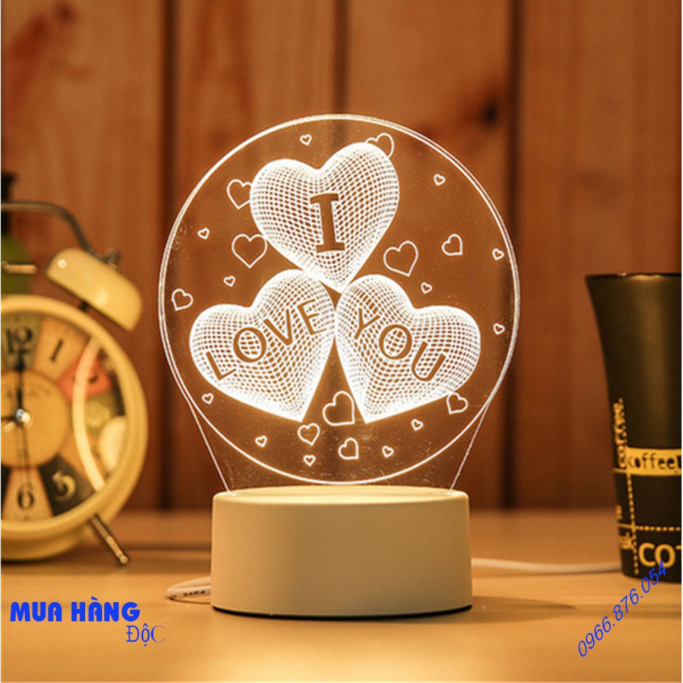 Đèn Ngủ 3D Ánh Sáng Sáng Tạo Hình I Love You