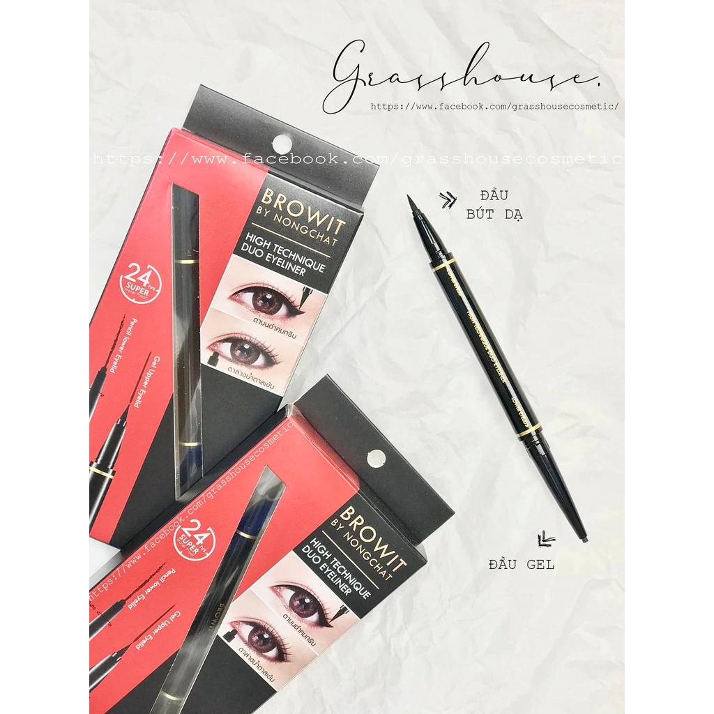 KẺ MẮT 2 ĐẦU NONGCHAT BROWIT TECHNIQUE DOU EYELINER THAILAND (eyeliner + sáp) 0.5ML +0.14G