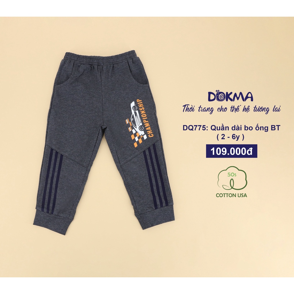 [FREESHIP] Quần dài bé trai 2-6 tuổi in hình ô tô, vải cotton mềm mặc thu đông Dokma Voi.kids DQ775