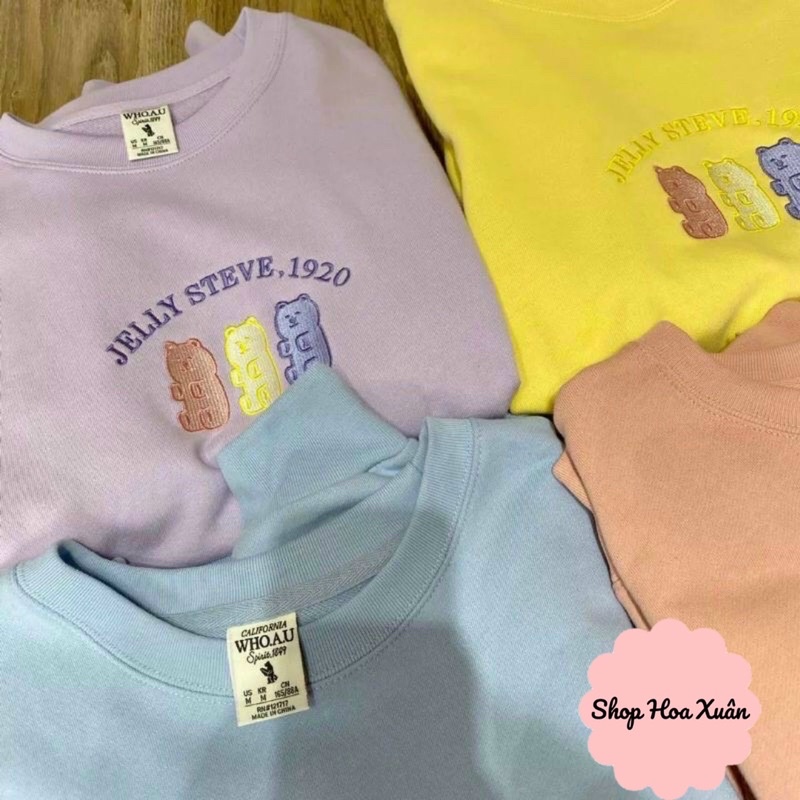 Áo sweater nữ cổ tròn hình 3 chú gấu áo nỉ form rộng phong cách ulzzang Hàn Quốc siêu hot, siêu xinh.