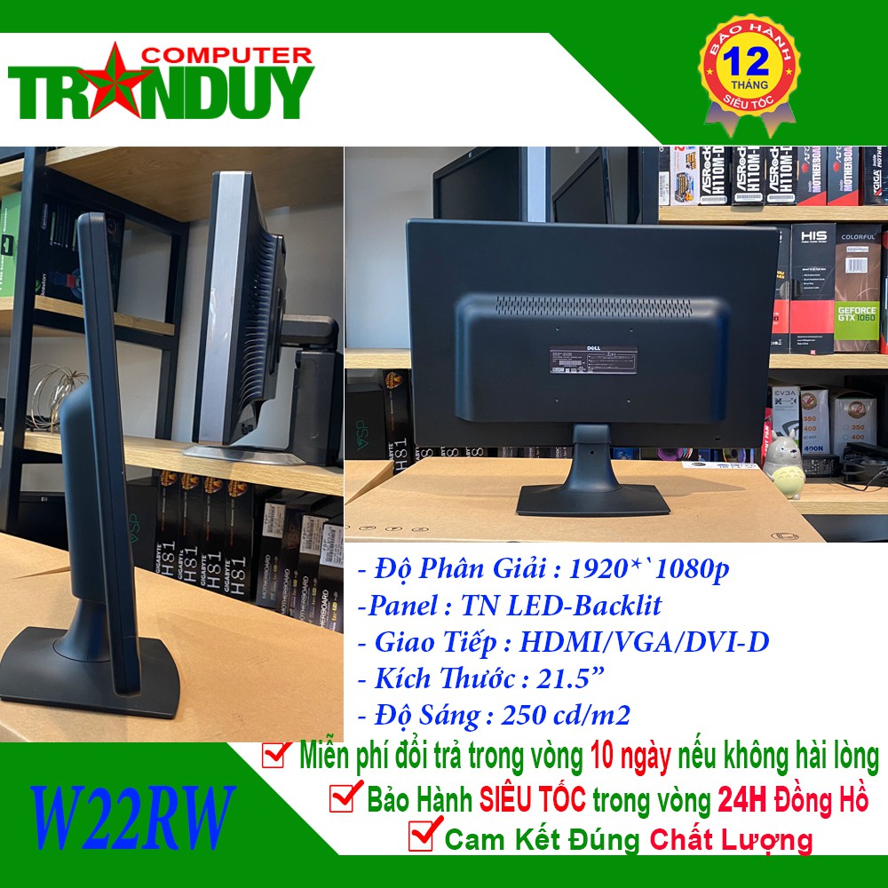 Màn Hình Vi Tính Dell 22inh W22RW Renew FullBox BH CTY 12 Tháng | BigBuy360 - bigbuy360.vn