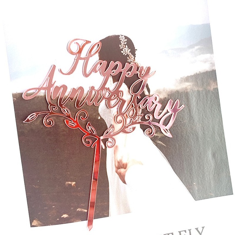 Topper Cắm Trang Trí Bánh Kem Chữ Happy Anniversary