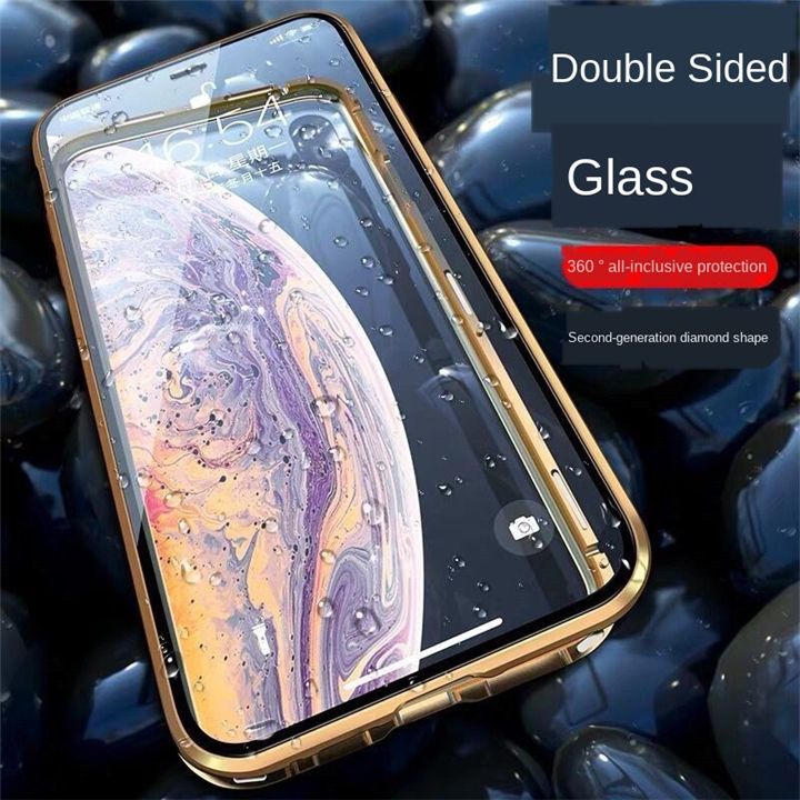 Ốp điện thoại 2 mặt kính từ tính cho Iphone Xsmax Xs Ix Xr 8Plus 7+ 6+6Splus 8 7 6S
