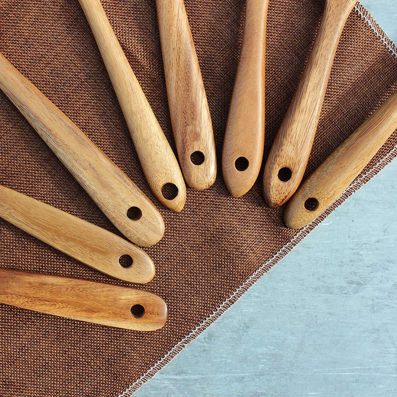 Bộ 8 Muỗng Gỗ Nấu Ăn Chống Dính Không Trầy Xước Tự Nhiên