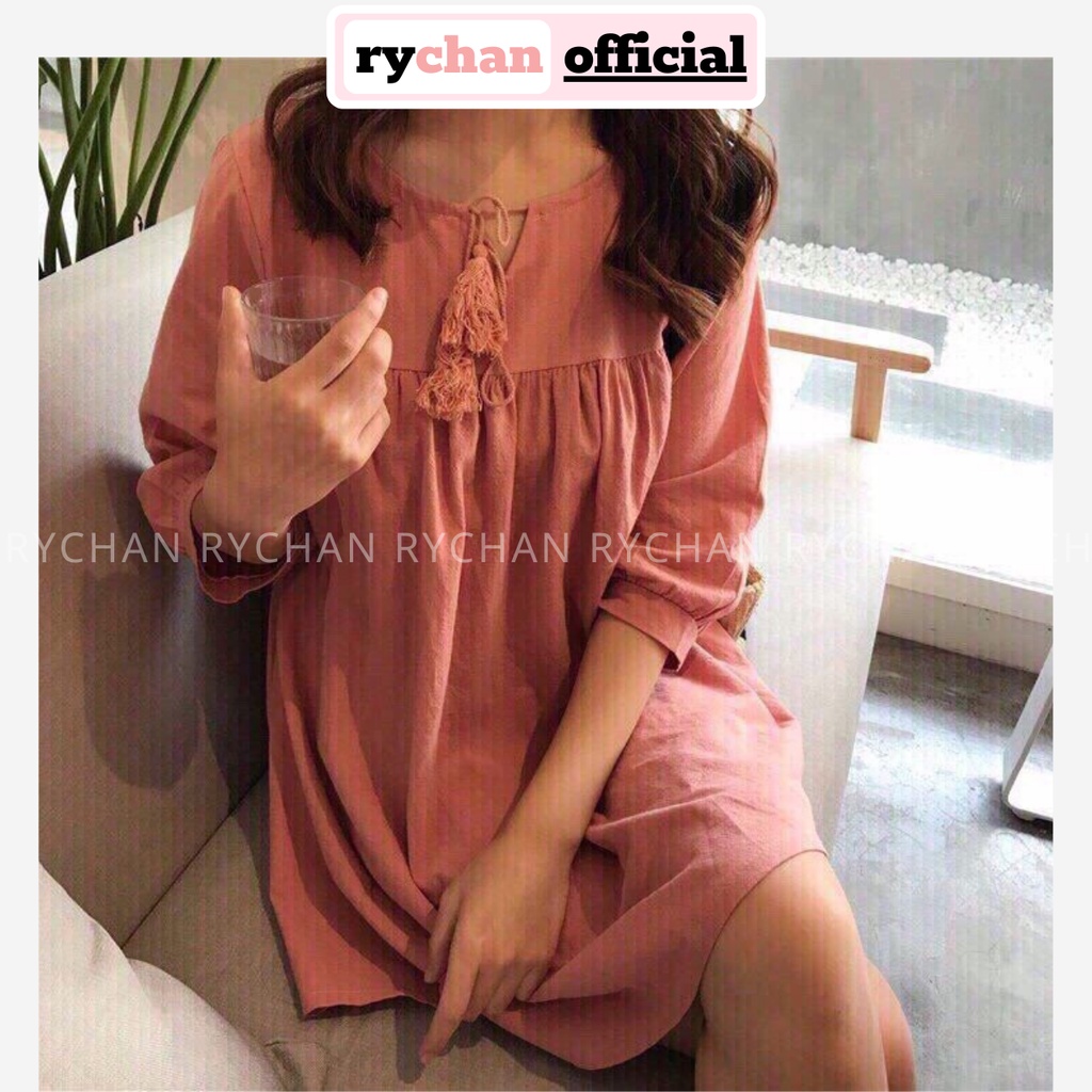 [ẢNH THẬT CUỐI] DX424 - Đầm Xòe Hồng Form Babydoll Phối Nơ Cực Đáng Yêu
