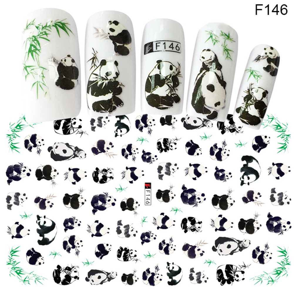 Sticker dán móng họa tiết hình chú gấu trúc đáng yêu