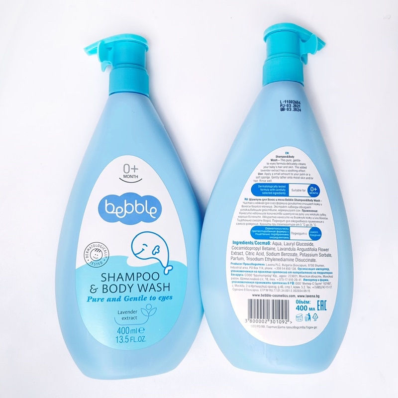 Sữa tắm gội cho bé Bebble Shampoo &amp; Body Wash 400ml