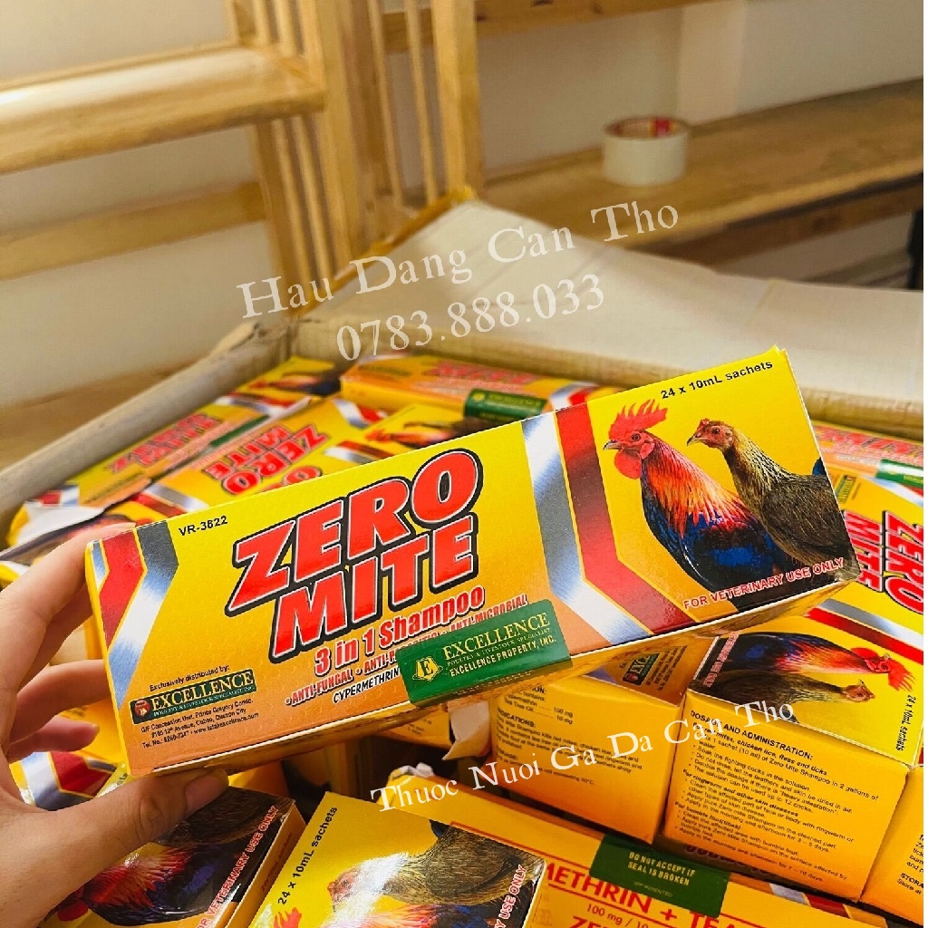 Zero Mite Xà bông tắm gà đẹp lông, diệt rận mạt hộp 24 gói