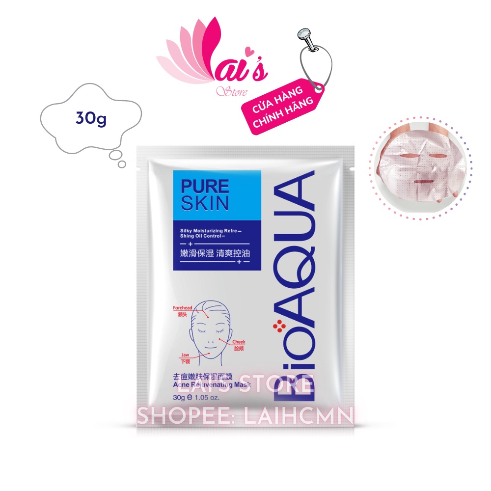 Mặt Nạ Mụn Pure Skin Bioaqua Chiết Xuất Cây Phỉ Giúp Giảm Mụn Đỏ, Trứng Cá, Cám, Kiềm Dầu, Cân Bằng Độ Ẩm Cho Da LAIHCMN