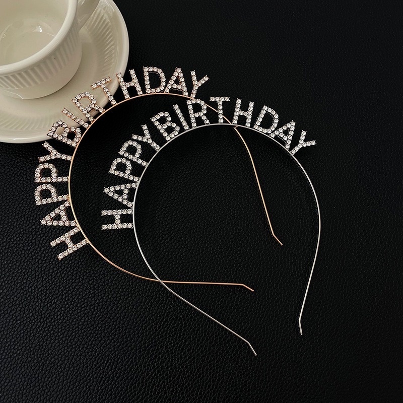 Kẹp tóc hình chữ Happy Birthday đính đá lấp lánh phong cách Hàn Quốc cho nữ