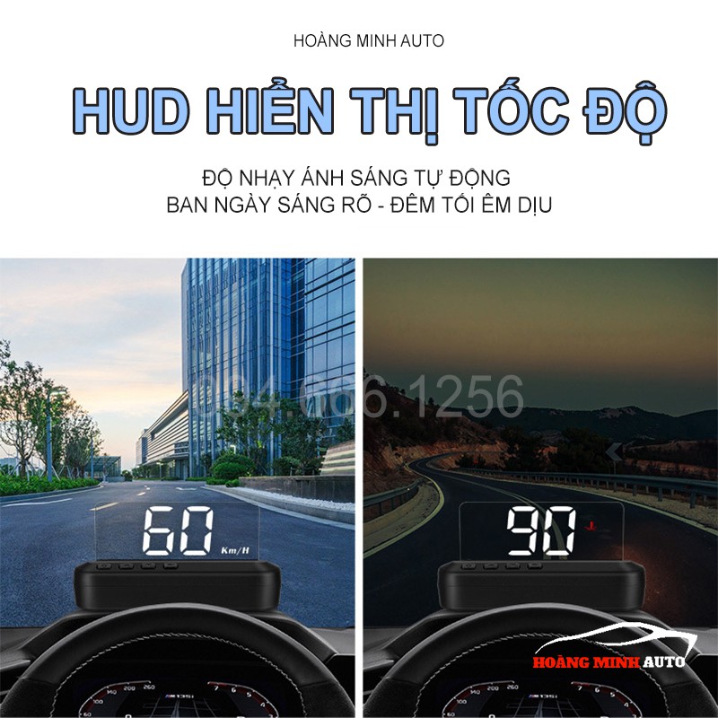 Hud hiển thị tốc độ xe ô tô và cảnh báo C100 - tặng kèm dây cable OBD2
