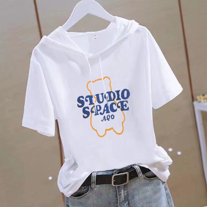 Áo Hoodie Tay Ngắn Dáng Rộng Vải Cotton Mỏng Thời Trang Trẻ Trung Cho Nữ 6.5