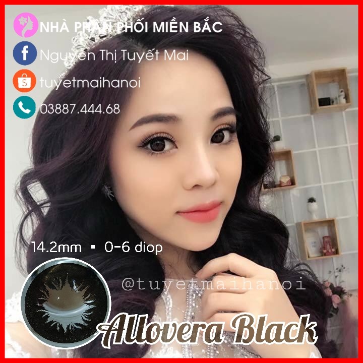 [ Ảnh Thật ] Lens Cận Màu Đen Tự Nhiên Siêu Êm Siêu Mềm Allovera Black - Kính Áp Tròng Hàn Quốc Vassen Sexy Me