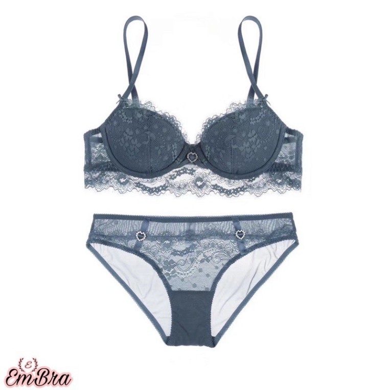 Bộ Đồ Lót Mỏng Có Gọng Tim Ngực Gắn Đá Cao Cấp, Ren Siêu Mềm Sexy Mã EBB20