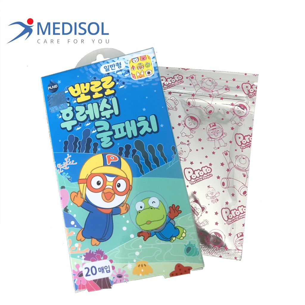 Băng Keo Cá Nhân Pororo Fresh Cool (1 size - hộp 20 miếng)