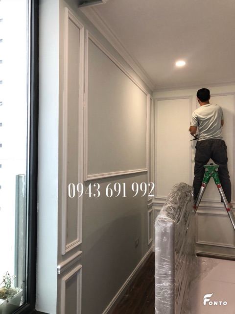 Phào chỉ nhựa pu gắn tường lệch kích thuớc 40mm x 2400mm màu trắng tân cổ điển