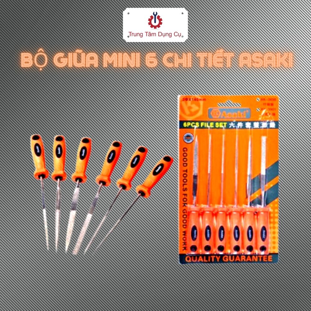 5x180mm Bộ giũa mini 6 chi tiết Asaki AK-3900