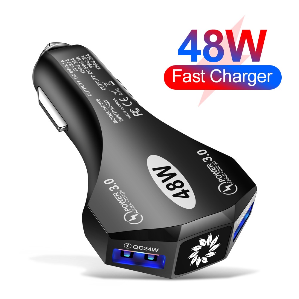 Tẩu Sạc Nhanh 48W QC3.0 2 Cổng Usb Trên Xe Hơi