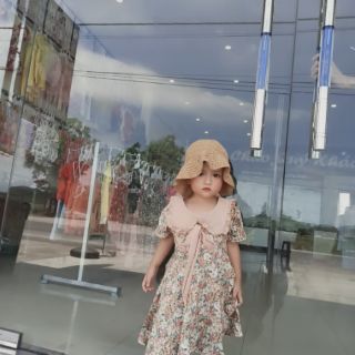 Váy hoa nhí thô lụa cho bé