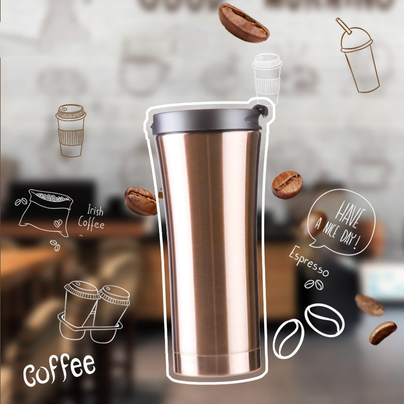 ★ 17oz coffee cup with lid insulation flip buckle hand cup vacuum stainless steel portable water cup fairytale