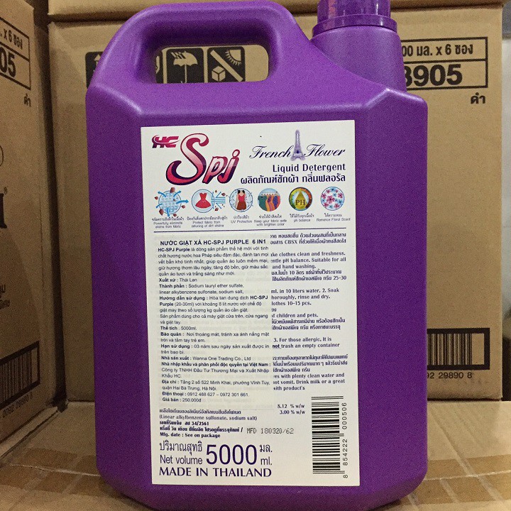 &lt; Có tem chống giả&gt; Nước giặt xả đậm đặc SPJ 06 in 01 màu tím 5.000ml Thái Lan