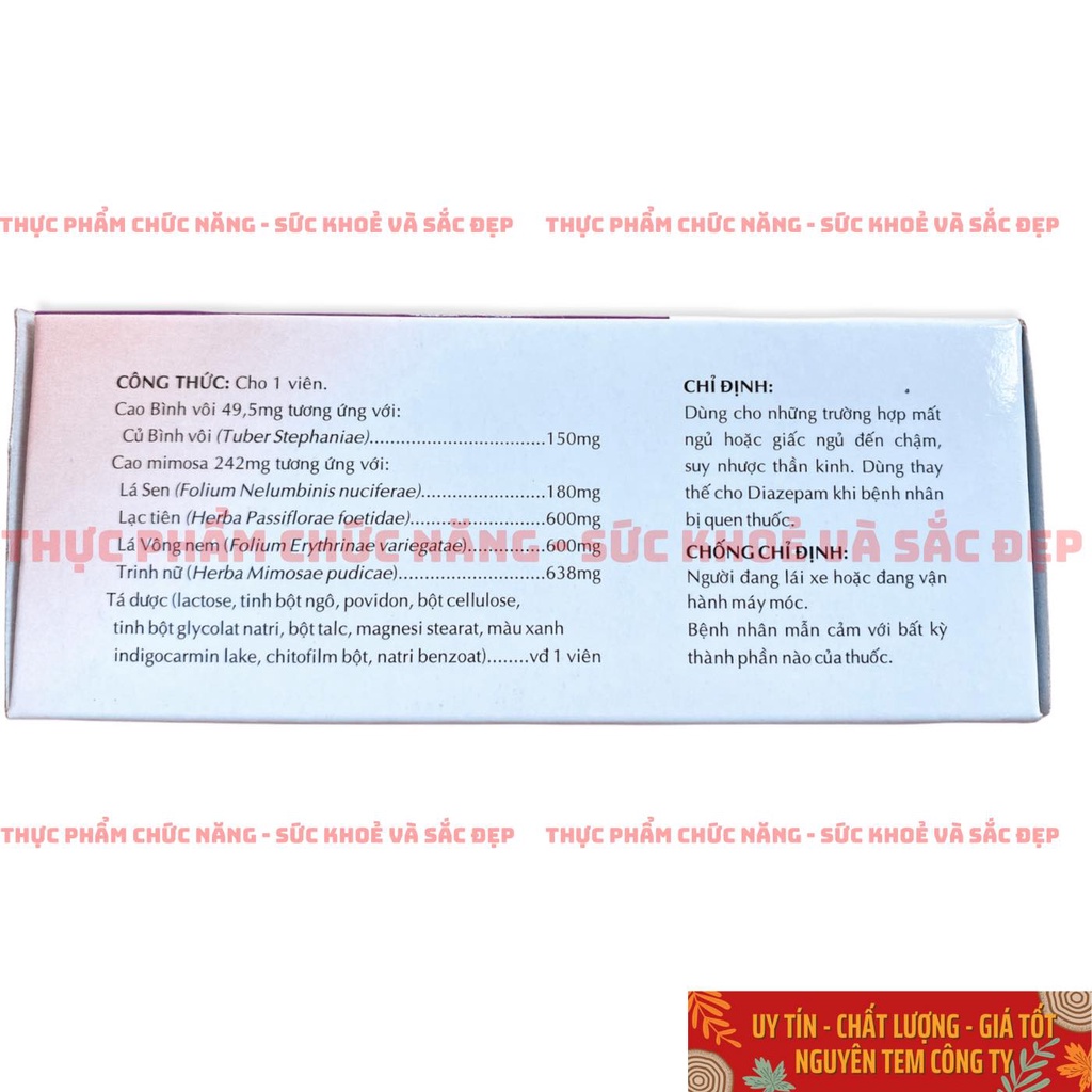 MIMOSA Viên An Thần - Hộp 50 Viên Cao Bình Vôi, Mimosa Giúp Ngủ Ngon Tự Nhiên
