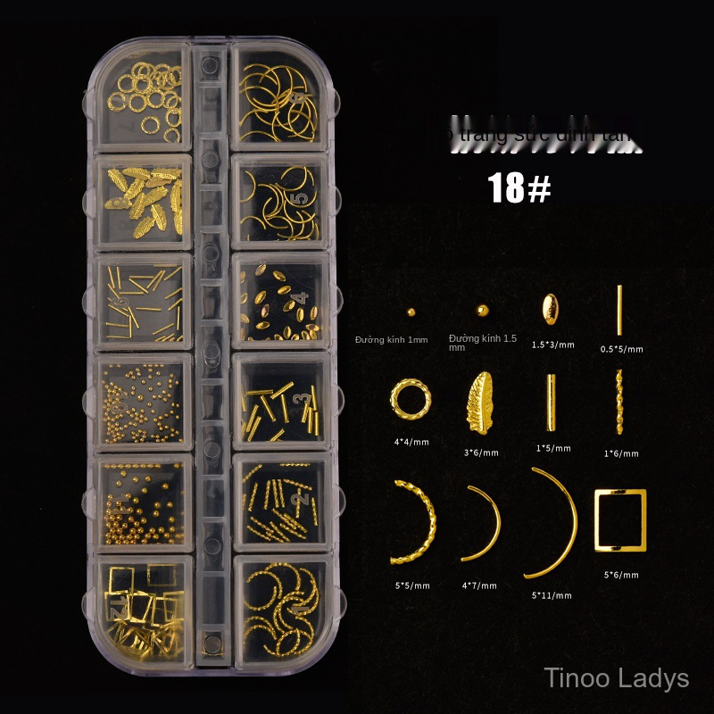 Hộp 12 Ngăn Phụ Kiện Trang Trí Móng Tay Độc Đáo