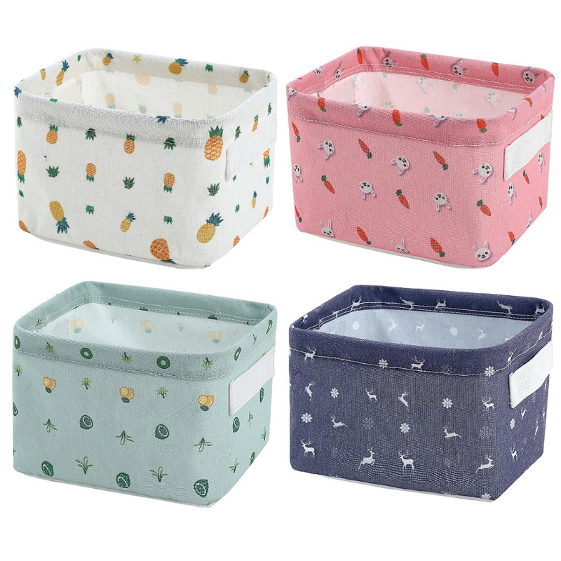 Giỏ Đựng Đồ Bằng Vải Canvas Mini Dễ Thương Có Thể Gập Lại