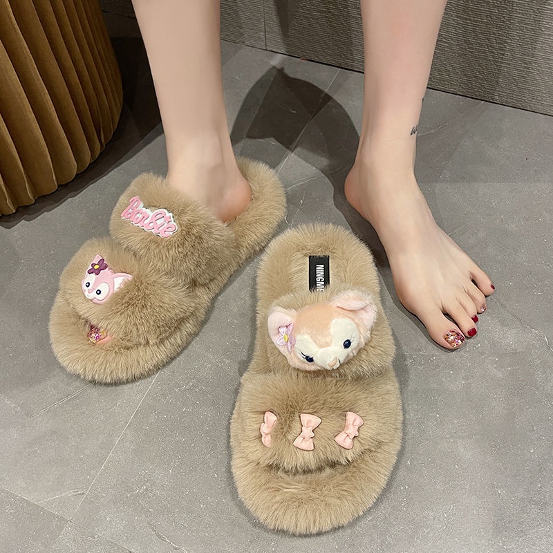 Dép Bông Đi Trong Nhà Đế Dày Chống Trượt Kiểu Dáng Dễ Thương Cho Nữ