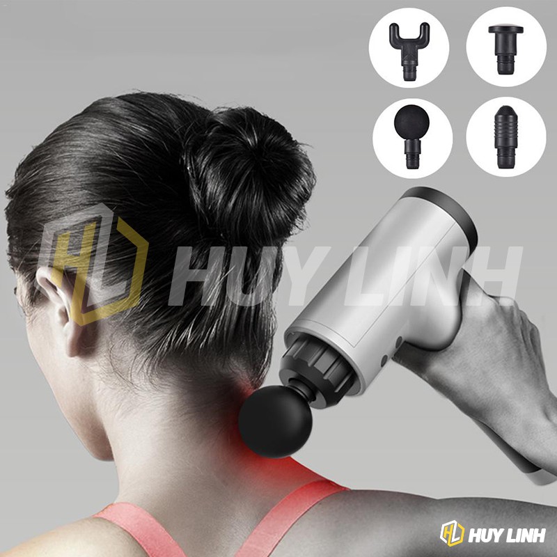 Máy massage Fascial Gun 4 đầu 6 chức năng HL25 - Massage cầm tay thư giản cơ bắp