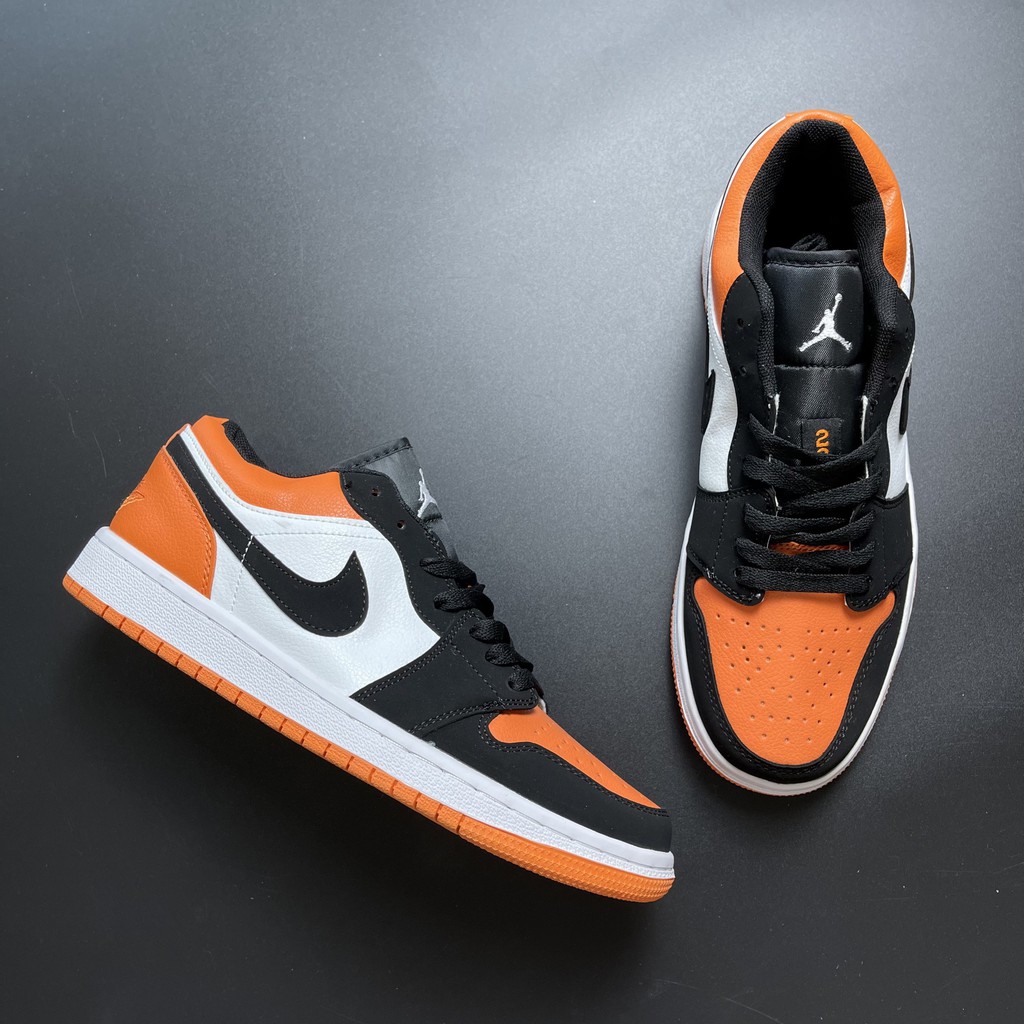 ✔️ Giày Jordan 1 Low Cam Đen Thấp Cổ Full Phụ Kiện ✔️