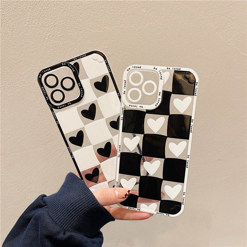 Ốp Điện Thoại Họa Tiết Trái Tim Trắng Đen Cho Realme 8i 9i C35 C11 2021 C21Y C25 C25S C15 C12 C3 C2 Realme5 5i 6i