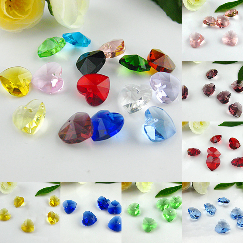 Set 10 mặt dây chuyền pha lê hình trái tim độc đáo sáng tạo