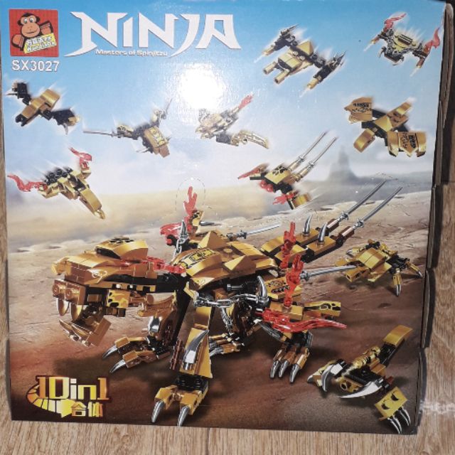 Sét trọn bộ lắp ráp Lego_Ninja Kỳ Lân Vàng SX3027 có trên 200 chi tiết bằng nhựa rất đẹp