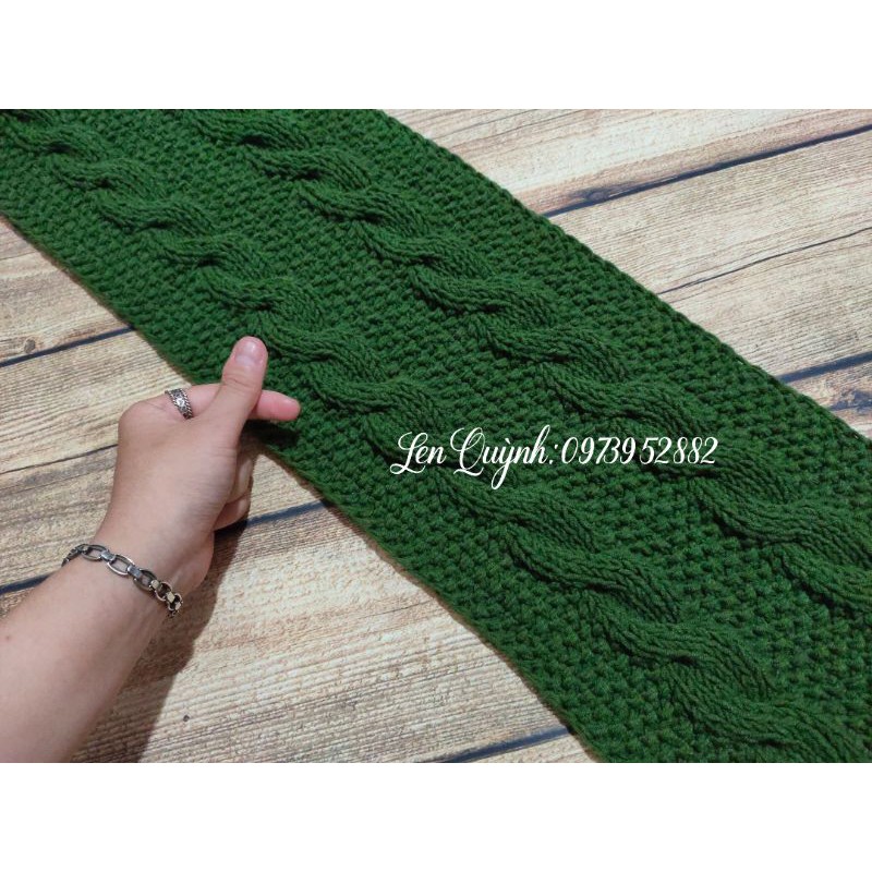 Khăn len handmade kiểu đan vặn thừng hạt gạo