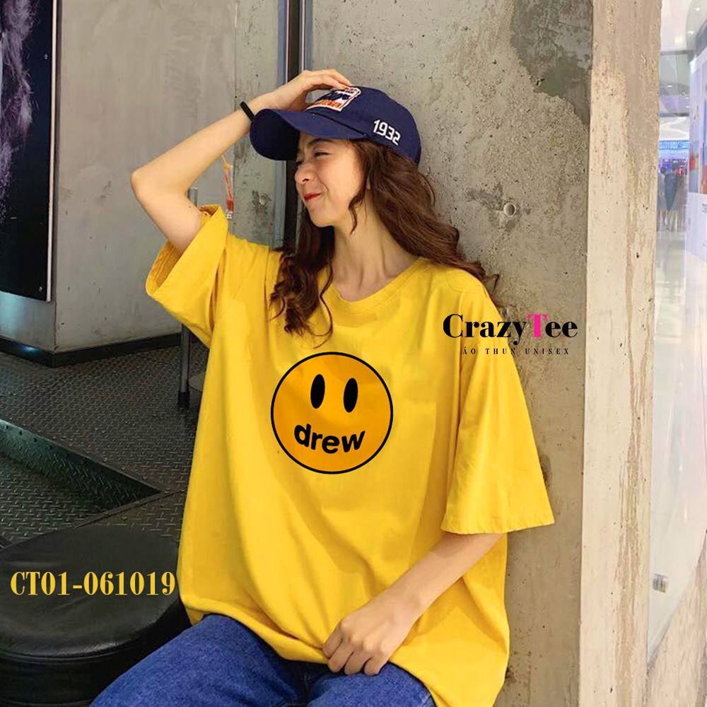 Áo Thun Unisex Mặt Cười Drew House Justin Bieber Smiley Face Big Size Tay Lỡ - CT01-061019