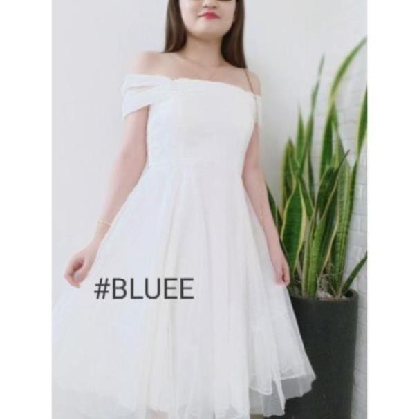 ĐẦM DỰ TIỆC ĐẦM TRẮNG TRỄ VAI XÒE PHỐI LƯỚI MINER DRESS SANG TRỌNG DỄ THƯƠNG | BigBuy360 - bigbuy360.vn