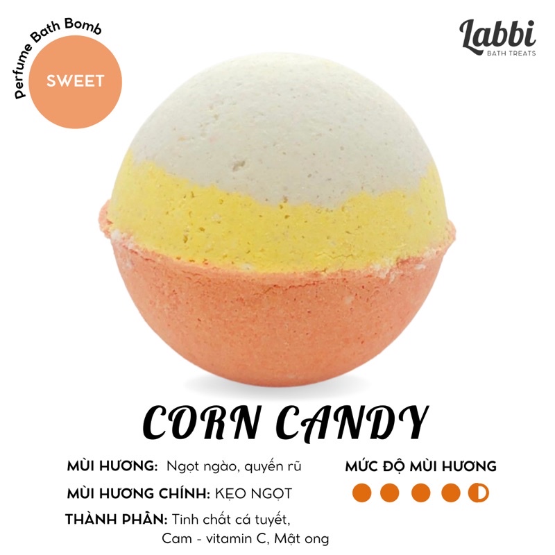 CORN CANDY [Labbi] Bath bomb / Viên sủi bồn tắm / Bom tắm / Viên thả bồn tắm / Bathbomb