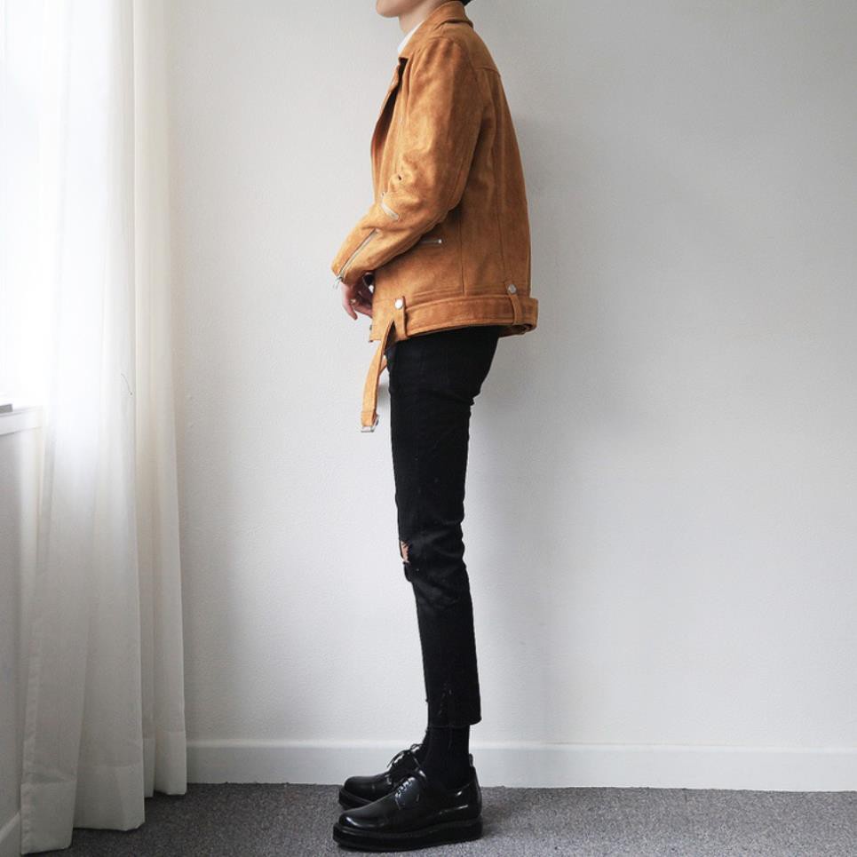 Quần Jean Nam Rách Gối Màu Đen Dáng Ôm Co Giãn Phong Cách Hàn Quốc Hot Trend 2022- J05