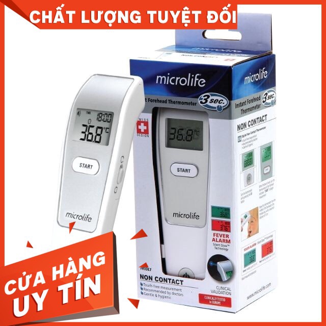 Nhiệt kế hồng ngoại đo trán Microlife Fr1mf1 - đo 1s - Tặng kèm 10 khẩu trang Lily cho bé