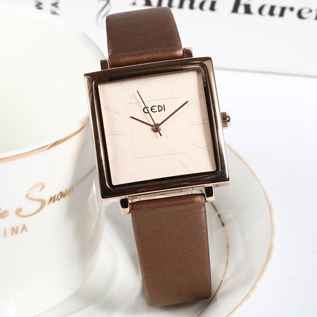 Đồng Hồ Nữ Chính Hãng GEDI TD1 Dây Da Cao Cấp Mặt Vuông Thời Trang Sang Chảnh Đẹp Giá Rẻ