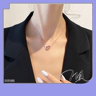 Dây chuyền nữ Titan không gỉ mặt chữ D lồng khoen đính đá - Măng’s House DC126