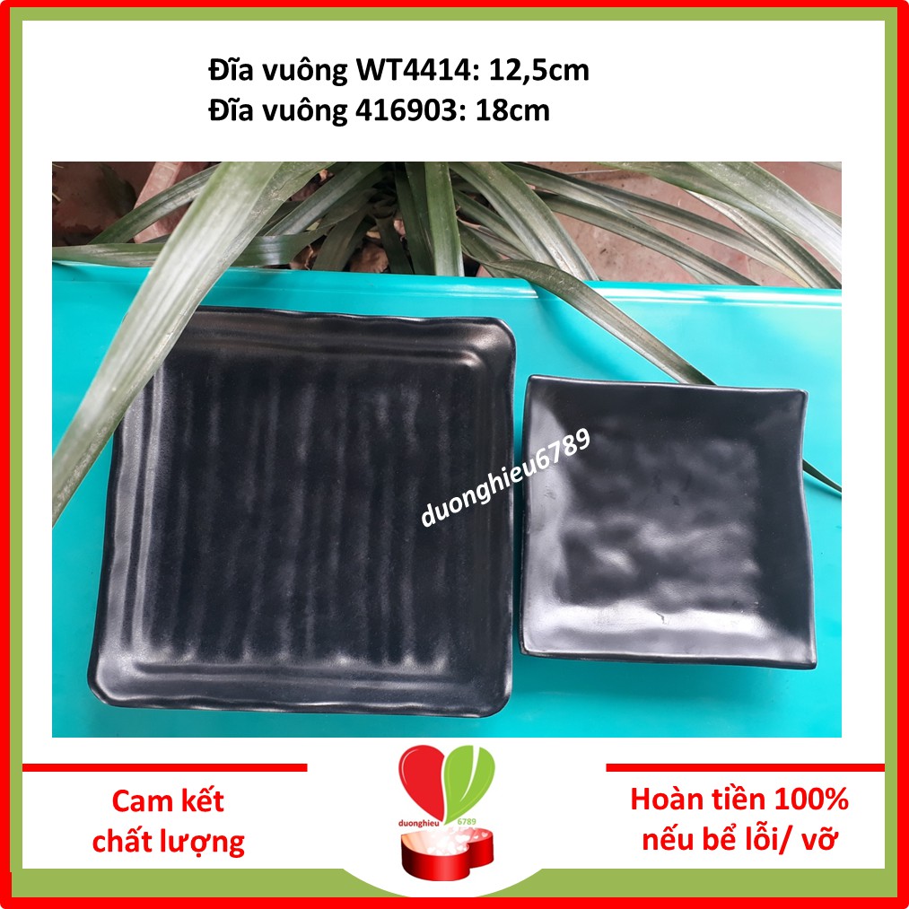 [100% Melamine] Đĩa Nhựa Phíp Vuông, Dĩa Vuông Nhà hàng Cực Sịn - Duonghieu6789