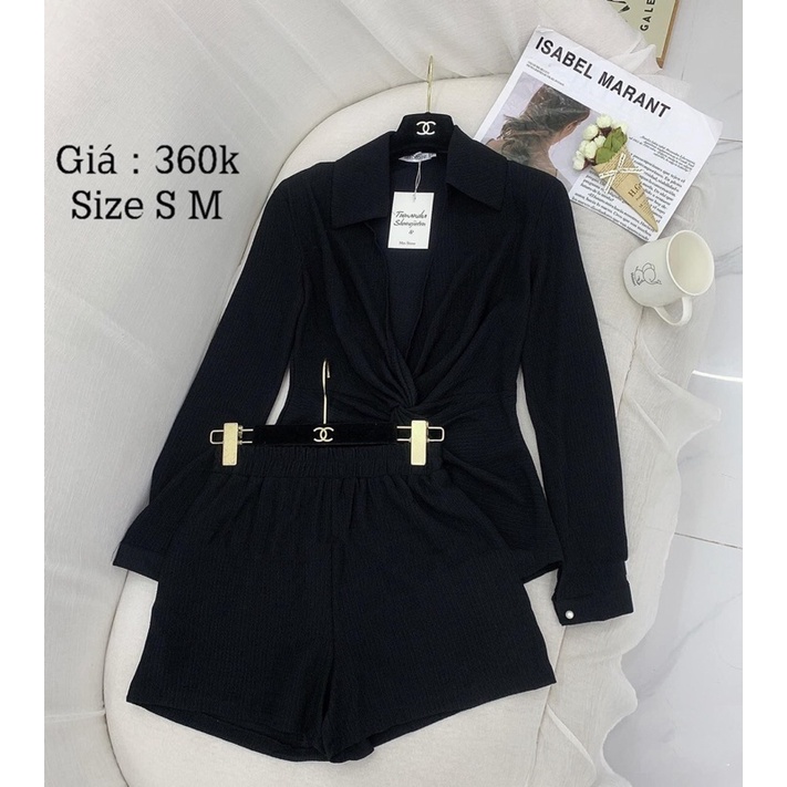 Set Sơ Mi Xoắn Eo Mix Quần Short