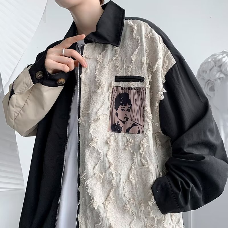 Áo khoác cặp đôi retro chắp vá simple đồ đôi áo varsity jacket bigsize áo khoác bomber nữ unisex áo varsity jacket phong cách hàn quốc áo khoác bomber