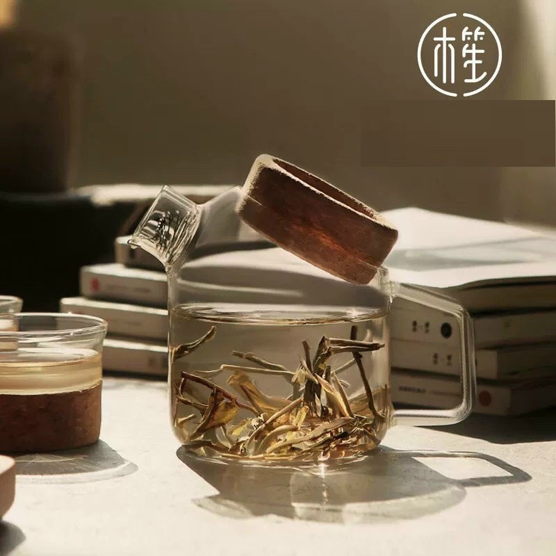 Bình thủy tinh chịu nhiệt nắp gỗ nghiêng 3 cỡ