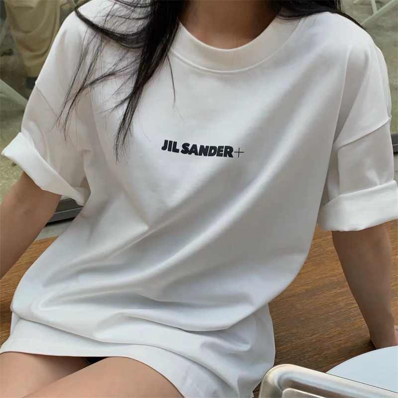 J-i-l - Min-Malist - Áo Thun Tay Ngắn Cổ Tròn In Logo Nhỏ Đơn Giản Thời Trang Mùa Hè Cho Cặp Đôi