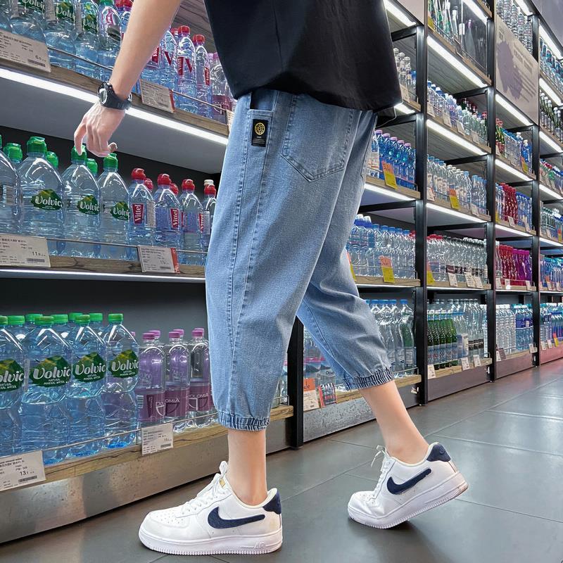 Quần jeans Lửng 7 Tấc Siêu Mỏng Dáng Rộng Phong Cách Đường Phố Hàn Quốc Cho Nam