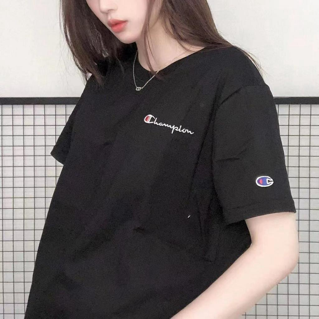 Áo thun cotton cổ tròn ngắn tay thêu chữ champion mẫu 02